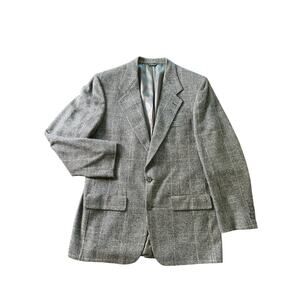 Vintage Bill Blass Camel Hair Plaid Blazer USA Made Union Tailored Jacket